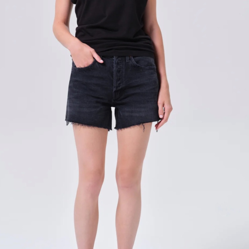 Classic High-Rise Black Denim Shorts